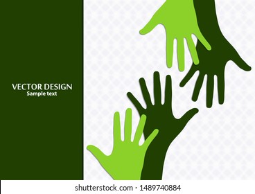 Raised hands, open palms. The concept of charity, volunteering, love, goodness, equality, racial and social issues. Vector illustration for your design.