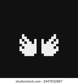 Raised hands. Pixel art icon. Flat style. 1-bit. Sticker design. Isolated abstract vector illustration. Design for stickers, web, mobile app.