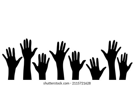 Raised Hands Silhouette Isolated On White Stock Vector (Royalty Free ...
