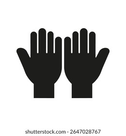 Raised Hands Solid Icon. Assistance, Support, And Participation Silhouette Symbol. Representing Help, Aid, And Volunteering. Isolated Vector Illustration.