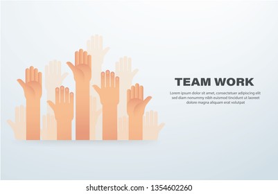 Raised hands. team work concept. background vector illustration eps10 