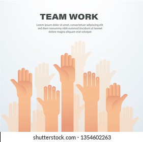 Raised hands. team work concept. background vector illustration eps10 