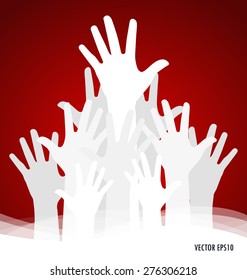 Manos levantadas. Ilustración vectorial.