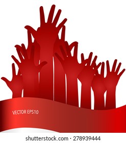 Raised hands. Vector illustration.