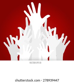 Raised hands. Vector illustration.