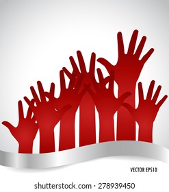 Raised hands. Vector illustration.