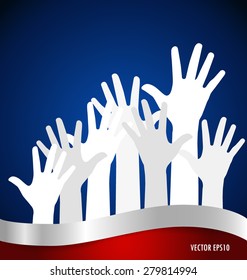 Raised hands. Vector illustration.