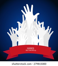 Raised hands. Vector illustration.