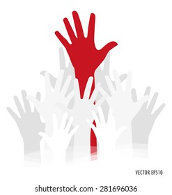Raised hands. Vector illustration.
