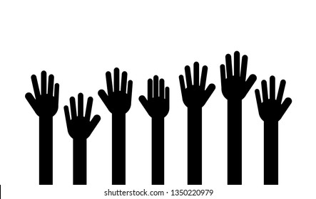 raised hands. Volunteer concept Isolated on white background. Vector Illustration.