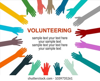 Raised hands volunteering vector concept