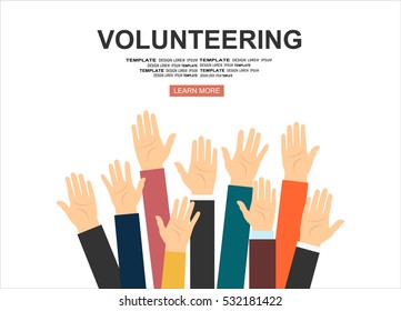 Raised Hands Volunteering Vector Concept