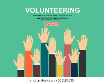 Raised hands volunteering vector concept