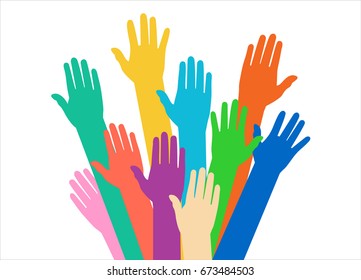 Raised hands volunteering vector concept