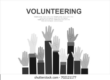 Raised hands volunteering vector concept