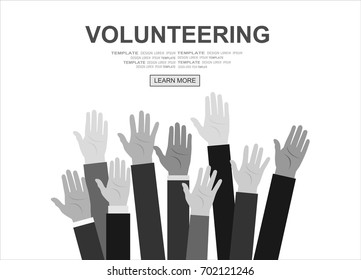 Raised hands volunteering vector concept