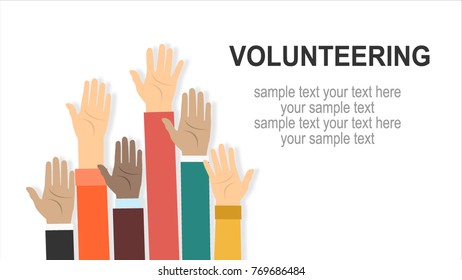 Raised hands volunteering vector concept