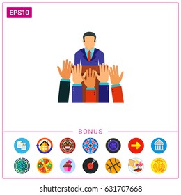 Raised hands voting for candidate icon