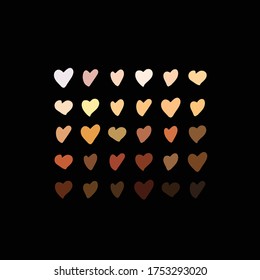 Raised hearts of different race skin color.Vector illustration. hearts with skin color diversity vector background. Black lives matter concept icons, social, national, racial issues symbols.