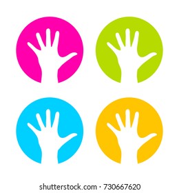 Raised human hand vector logo illustration isolated on white background