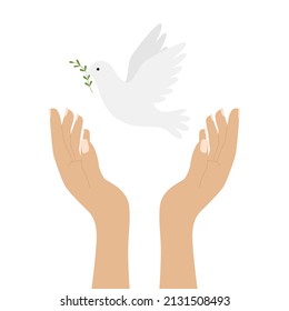 Raised Human Hands Releasing White Dove Stock Vector (Royalty Free ...