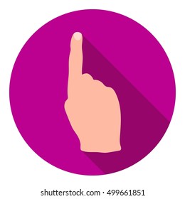 Raised index finger icon in flat style isolated on white background. Hand gestures symbol stock vector illustration.