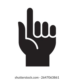 Raised up index finger icon. Index finger hand icon. Icon symbol of participate, want to ask, interruption, idea, point. Vector illustration