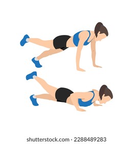 raised one legged or leg push up. Flat vector illustration isolated on white background