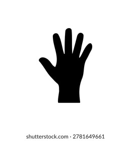A raised open hand with fingers spread wide apart and palm facing outward, symbolizing greeting, signaling “stop,” participation, or attention. The gesture is clearly visible with natural finger alignment and detailed hand texture against a clean background.