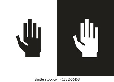 Raised open hand glyph icon. Vector graphic