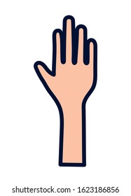 raised open human hand stop gesture icon vector illustration