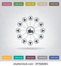 a raised thumb and the people around. vector icon