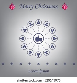 a raised thumb and the people around. vector icon