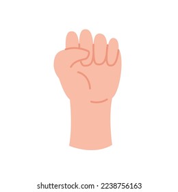 Raised woman fist symbol of strength, power and solidarity flat illustration for apps and websites