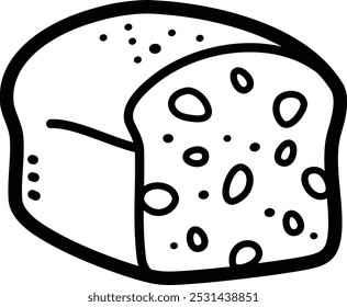 Rosinenbrot-Doodle, Vektorsymbol und Illustration