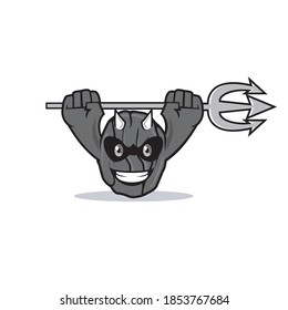 raisin devil holding a spear cartoon mascot vector illustration