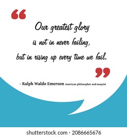 Raising up after failures. Motivational quote sign for social media. Ralph Waldo Emerson (1803-1882).