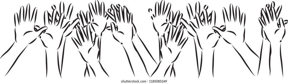 raising arms hands concept vector illustration