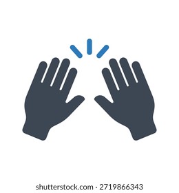 Handgesten-Symbol wird angehoben. Vektor und Glyphe