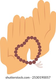 Levantando a mão para a oração com Bead Tasbih conceito isométrico, dua para recitar em Nikah vetor design ícone, Símbolo de casamento muçulmano, casamento islâmico sinal, ilustração matrimonial indiano subcontinente