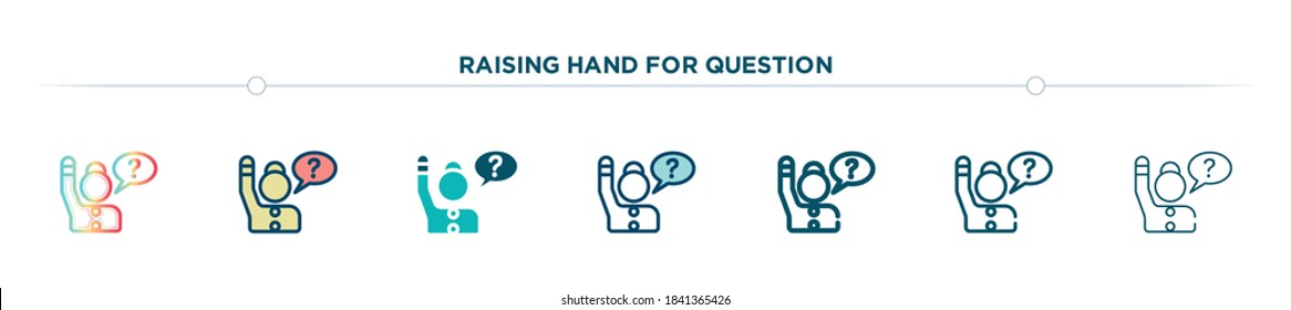 raising hand for question icon designed in gradient, filled, two color, thin line and outline style. vector illustration of raising hand for question vector icons. can be used for mobile, ui, web
