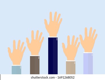 Raising hands of business man vector illustration