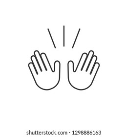 Raising Hands to Celebrate Line Art Vector Icon for Apps and Websites - Vector