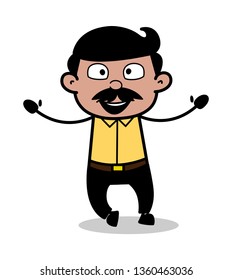 Raising Hands in Happiness - Indian Cartoon Man Father Vector Illustration