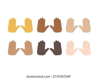 levantando mãos par de mãos levantadas no ar feliz alegria celebração mão dedos símbolo emoji ícone ícone vetor ilustração isolado plano