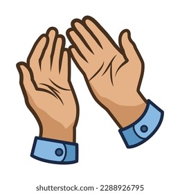 Raising Hands and Pray. Eid Mubarak Icon Vector Illustration