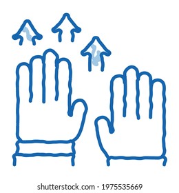 raising hands sketch icon vector. Hand drawn blue doodle line art raising hands sign. isolated symbol illustration