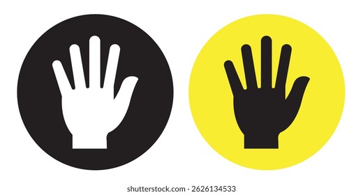 Ilustración de icono aislado de Vector de manos en ascenso. Emoticono de manos abiertas. Diseño en color blanco y negro.