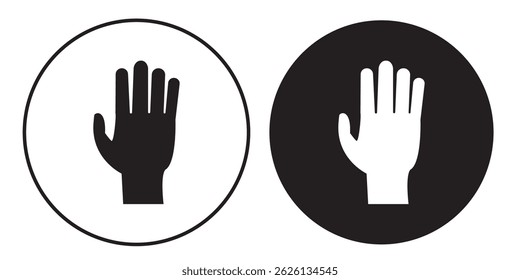 Ilustración de icono aislado de Vector de manos en ascenso. Emoticono de manos abiertas. Diseño en color blanco y negro.
