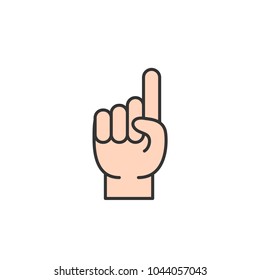 Raising the index finger for Tauhid symbol in islam. Simple monoline icon style for muslim ramadan and eid al fitr celebration.